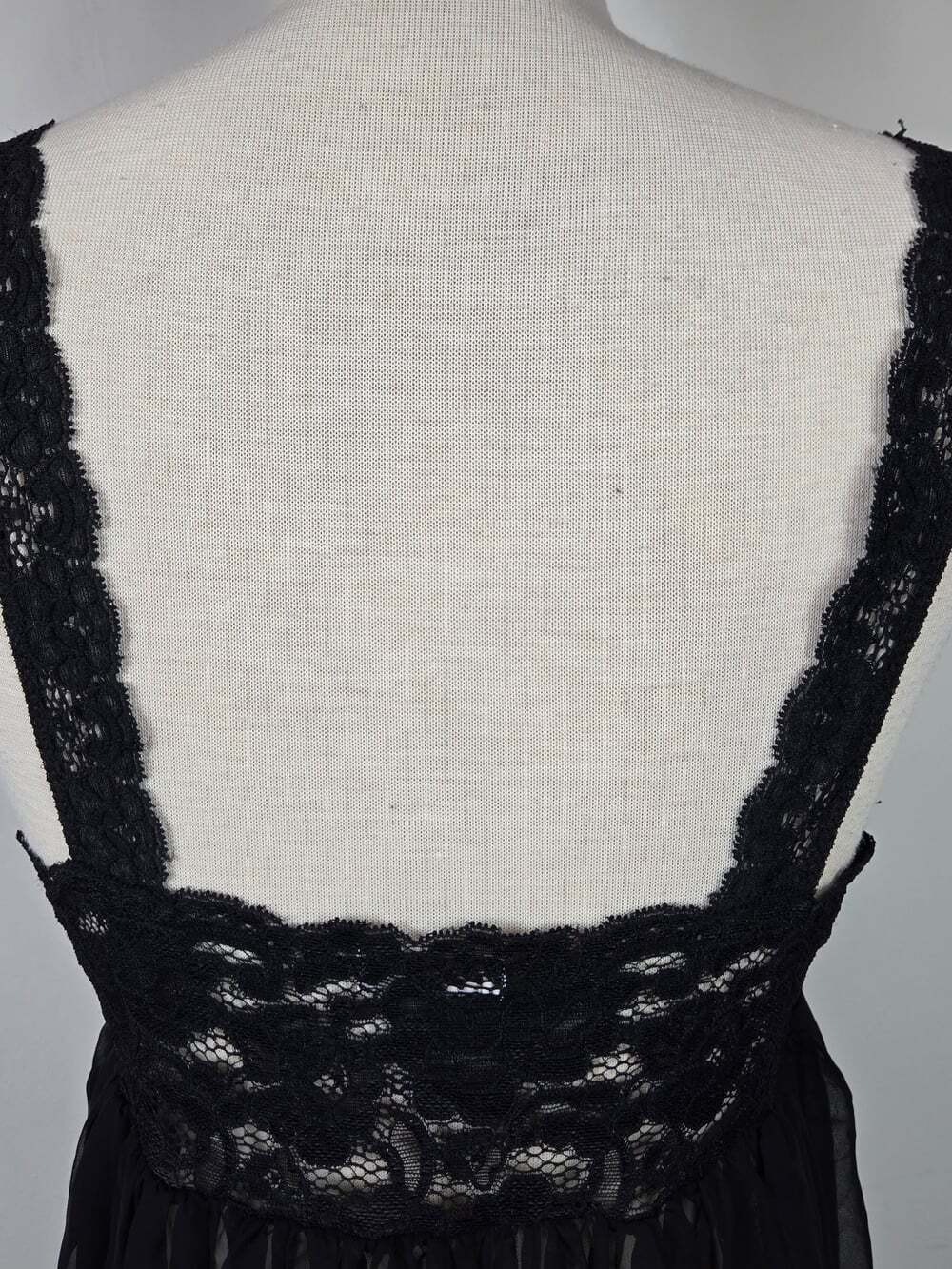 Scandale Paris Vintage Black Lace Chiffon Babydoll Mini Nightgown Lingerie Small - Picture 15 of 16